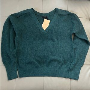 Halogen Teal V-Neck Sweater for Women